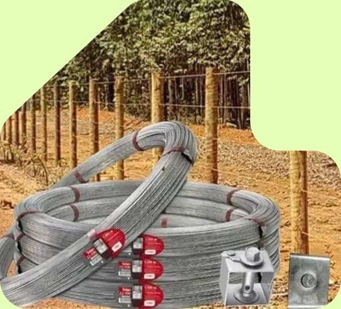 imagem cerca rural mourão tratado eucatratus com arame liso ovalado e catraca