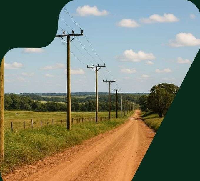 imagem poste energia internet fibra optica telecomunicações feito com eucalipto tratado eucatratus